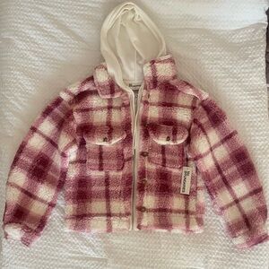 No Boundaries Pink and Cream Fleece Jacket